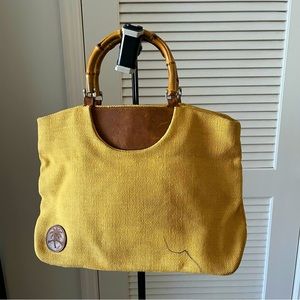 Tommy Bahama Rafia leather Wood Handle Bag